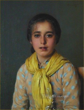  Girl Oil Painting - Girl with Yellow Shawl woman Vittorio Matteo Corcos